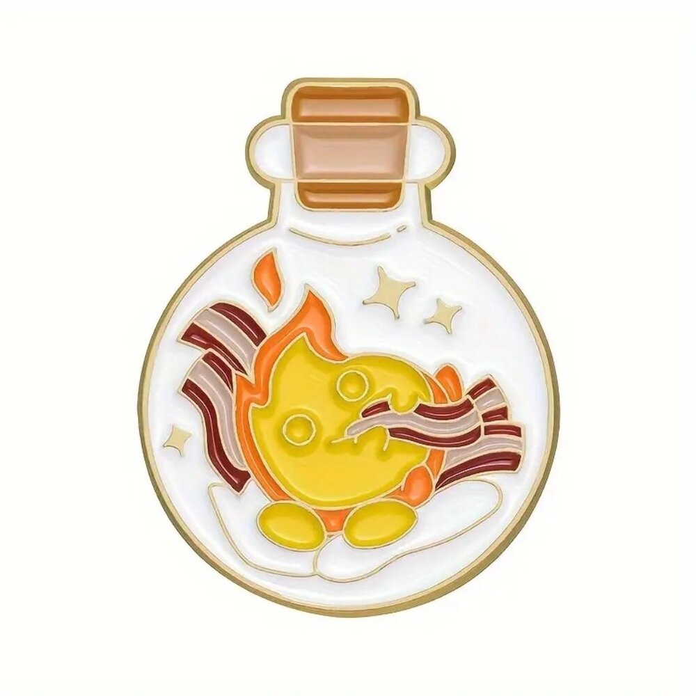 Calcifer & His Bacon ♥︎ Enamel Pin (from Howl's Moving Castle) - Brand-New!